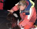 Dr. Ingrid Visser takes "Rakey's" vitals in preparation for her long journey to where she will be released the following morning. © Carrie Vonderhaar, Ocean Futures Society/KQED Vitals